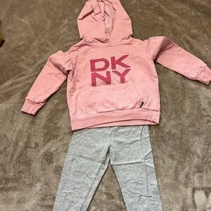 DKNY Kids Pink Sweatshirt and Gray Leggings Set 2T